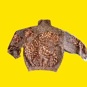 100% Silk 80s Vintage Fuda International Long Sleeve Bomber Jacket With Pockets